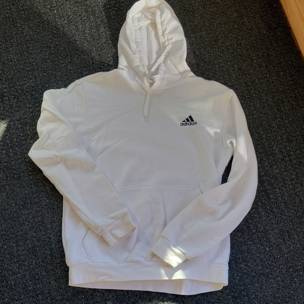 Men's Adidas White Hoodie, Sz M